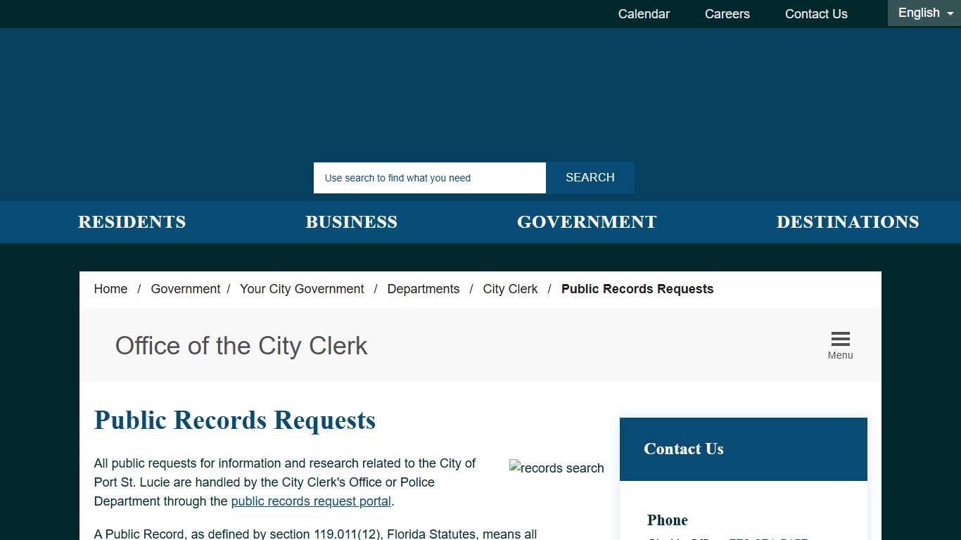 Public Records Requests City of Port St. Lucie, FL